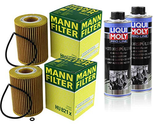2xMANN-FILTER ÖLFILTER-HU 821 x +2xPro-Line Motorspülung