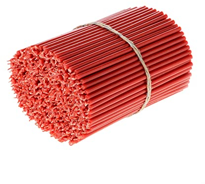 Danilovo Ritual Bienenwachs Kerzen (Rot) - Orthodoxe Kerzen für Gebet Tischdeko Hochzeit - Ungiftig, Ruß - Tropffrei, Lang, Nachhaltige Produkte, N80, Höhe: 18,5 cm, Ø 6,1 mm (100 stück)