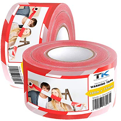 TK THERMALKING Absperrband 200m - Flatterband - Warnband - Trassierband - Rot-Weiß - ausziehbar reißfest für Baustellenabsperrungen, Gefahrenstellen (2 Rollen 100m = 200m)