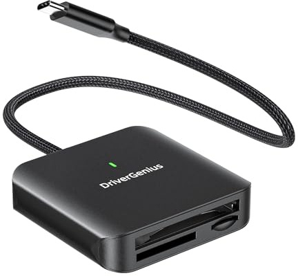 DriverGenius SpeedX CFast | CFast 2.0 Kartenleser SD4.0 & MicroSD4.0 USB-C – UHS-II 3-in-1 High-Speed Reader für Foto & DSLR Video, Metallgehäuse mit 30 cm Geflochtenem Kabel (HB081)