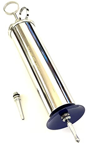 CynaMed Ear Wax Removal Syringe 8 OZ - Brass with Chrome Finish Ideal for Household, EMT, Firefighter, Police, Medical Student