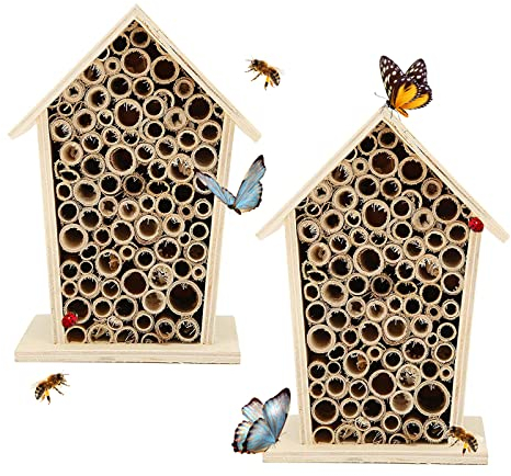 2 Pezzi Hotel Per Insetti in Legno,Bee Hotel Per Esterno,Casetta Per Insetti Utili,Alveare Per Api,Casetta Per Insetti Giardino e Balcone,Rifugi Per Insetti Per Alveare Per Coccinelle Farfalle