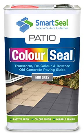 SmartSeal Patio ColourSeal - Colour & Restore Old Concrete Paving Slabs, Durable Paint & Sealer - Easy to Apply, Concrete Paint for Patio & Protective Sealer (Mid Grey - 5 Litre)