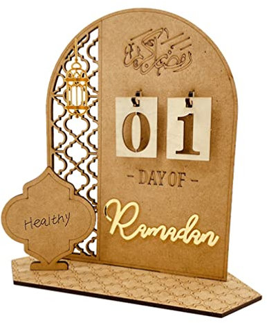 jojofuny Tisch-adventskalender Aus Robustem Mdf Diy-countdown-kalender Mit Glatten Kanten Ramadan-motiv Als Hübsche Dekoration Platz Tischen Und Regalen Zum Selbermachen