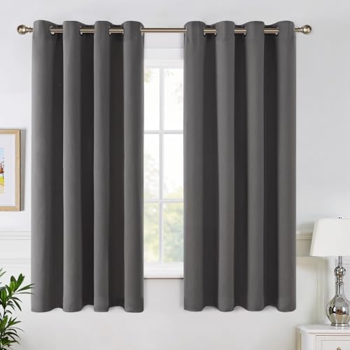 MIULEE Cortinas Cortas para Ventanas 2 Piezas 140X175 CM, Gris Cortina Opaca Corta para Cocina Dormitorio Salon Anti Luz, Suave Cortina Opaca Cortas con Ojales Cortinas pequeñas para Ventanas
