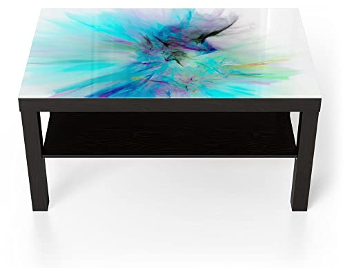 DEQORI Glastisch | schwarz groß 90x50 cm | Motiv Supernova der Farben | ausgefallener Beistelltisch aus Glas | Hochglanz Couchtisch fürs Wohnzimmer | moderner Couch Tisch mit Design