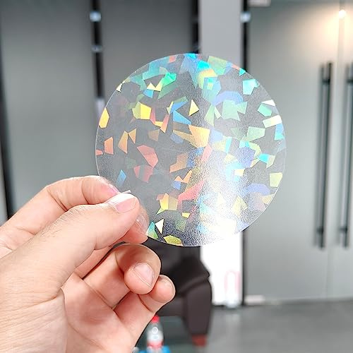 Holographic Window Decals for Bird Strikes - Glass Reminder Anti-Collision Self-Adhesive Stickers - Avoid Birds Hitting Windows, Circle, 25 Pieces