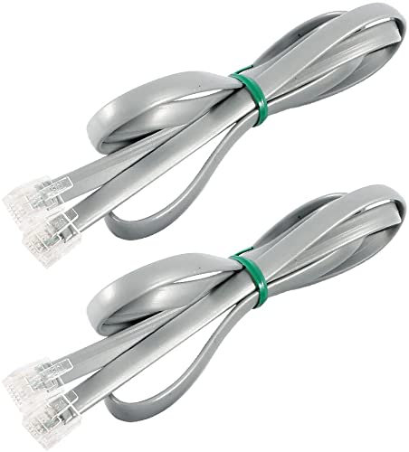 XYWHPGV 2 pezzi grigio 6P6C RJ12 M/M cavo telefonico piatto cavo telefonico 1M 3.3ft(713bd 1696b e301a f6305 8ffac 819f8