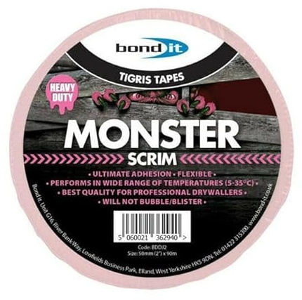 ARA CHOICE Bond It MONSTER SCRIM Tape TIGRIS Tapes Drywall Mesh Plaster Board (4” x 90M)