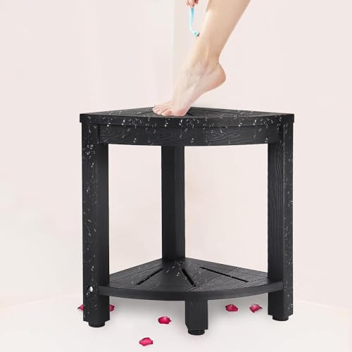RayLove Duschfußstütze 43,2 cm, nicht schimmelig, Duschhocker, Eckbank mit Ablage, wasserabweisender Duschhocker für Rasierbeine, Ecksitz für Badezimmer, Wohnzimmer, Duschräume