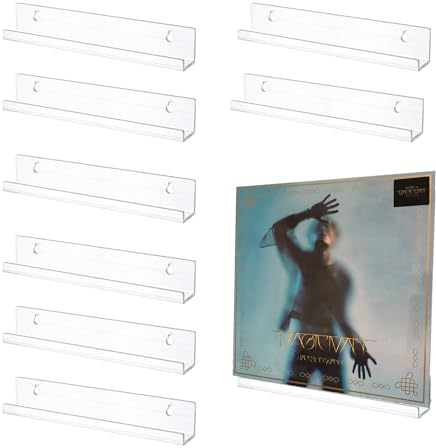 Esmula Confezione da 8 supporti da parete per scaffali per dischi, portadischi in vinile trasparente, scaffale in acrilico, 30 cm, scaffale per dischi in vinile, supporto per dischi, album in acrilico