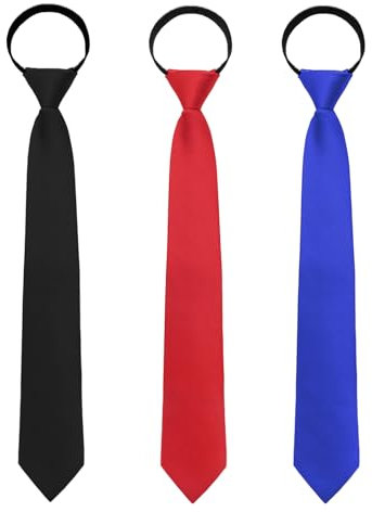 Luckyvestir Damen-Krawatte, schwarz/rot, verstellbare Reißverschlüsse für Uniform/Hemden, Set: 38,1 cm, Schwarz, Rot, Blau, 15*2.36