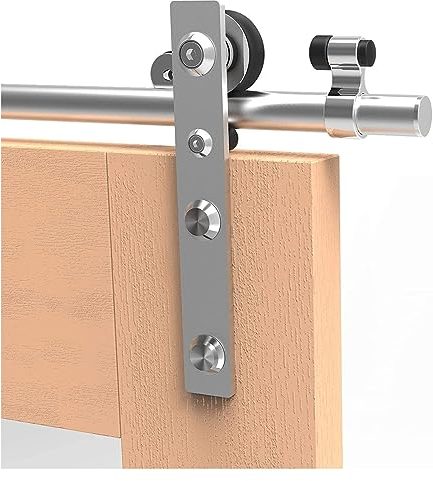 USKI Schiebetürsystem aus Edelstahl, geeignet for Einzeltür 4-8FT/121-243CM Scheunentor-Hardware-Kit(9.6FT 2930mm)