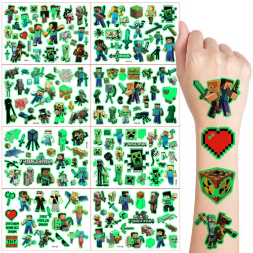 Tatouages Lumineux pour Enfants - 8 Feuilles Temporaires Imperméables, Kit de Décoration de Fête, Cadeau d'Anniversaire