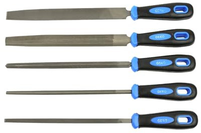 Feilen Set Werkstattfeilen Set 5tlg. - Hochwertiges Metallfeilen Set mit Hieb 2 inkl. Flachstumpffeile, Halbrundfeile, Rundfeile, Dreikantfeile und Vierkantfeile - Profi Feilenset Metall