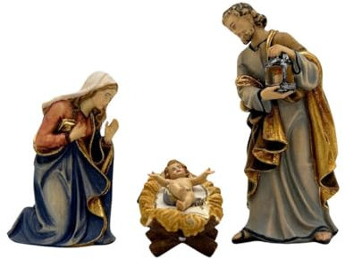Akantus Kostner Krippenfiguren aus Holz: Heilige Familie (16 cm)