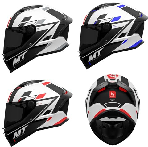 Motorcycle Motorbike Scooter mt Stinger 2 Zivze Full Face Helmets - Men Women Sports Racing Touring Rider Bike Safety ECE 22.06 Approved Crash Helmet (Gloss Black White,L)
