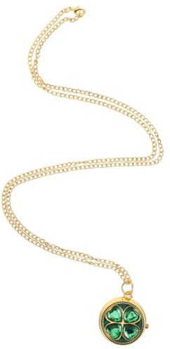 VALICLUD Collana Portafortuna Donna Con Orologio a Quattro Foglie Vintage Con Ciondolo Girevole E Catena Regolabile in Metallo Per Uso Quotidiano