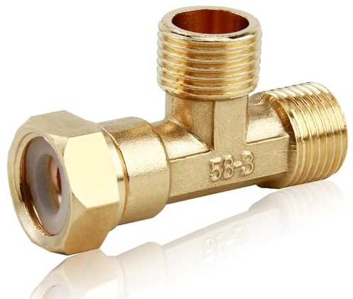 Messing T-Stück 1/2 Zoll Innengewinde und Außengewinde, Gewindefitting für Heizungs- und Trinkwassersysteme, Korrosionsbeständiges und Langlebiges Messing, Einfache Installation