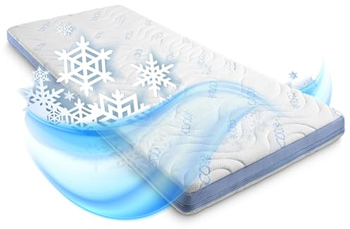 Sleezzz CloudComfort - Surmatelas avec face été et hiver - 7 zones - Hauteur : 7 cm - Mousse froide - Housse lavable (160 x 200 cm)