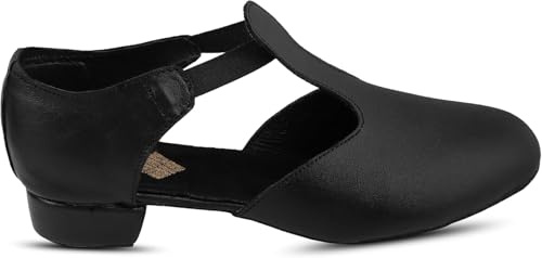 SHADOW DANCE UK - Greek Sandals Dance Shoes - Girls Black Leather Sandals - Heel with Leather Upper, Flexible Ballet Shoe Design, Comfortable Ankle Strap for Greek Dance (8 UK)