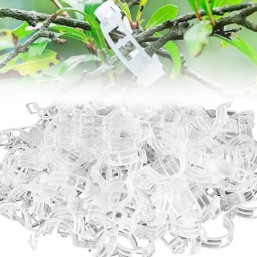 Gesicherter Pflanzen Kunststoff Clip, 2025 Neu Pflanzenclips, 100/200/300 Stück Pflanzen Clips, Pflanzenklammern, Tomatenclips, Pflanzenstützclip für Kletterpflanzen Gurken Tomaten (100, Transparent)
