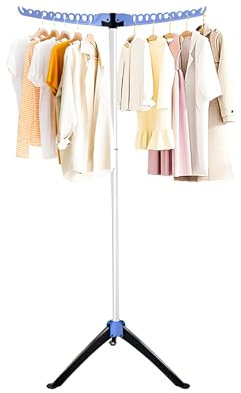 JF HOME BLISS Foldable Clothes Drying Rack Heavy-Duty Portable Garment Rack with 3 Rotating Arms Space-Saving Tripod Stand for Indoor & Outdoor Use Holds 30+ Hangers