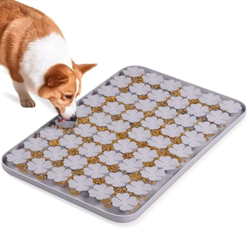 Bartuke Schnüffelmatte aus Silikon für Hunde/Katzen, interaktive Schnüffelmatte für langsames Fressen, fördert die natürliche Futtersuche, Geruchstraining und langsames Fressen, Stressabbau (grau)