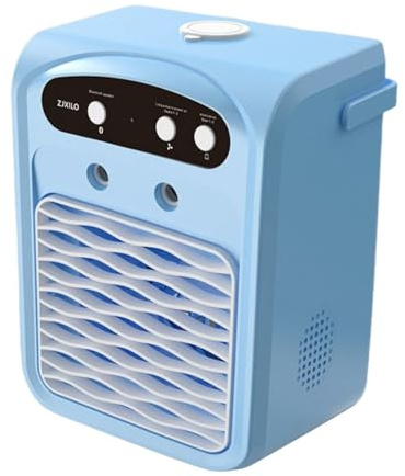 Climatizador portátil, 3 niveles de velocidad, enfriador de mesa con iluminación, enfriador evaporativo con depósito de agua de 1 litro, altavoz inalámbrico, humidificador para apartamento, tienda de