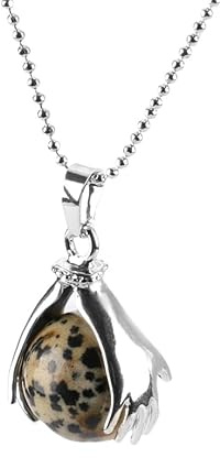 Collana Pietre, Collana Con Ciondolo A Forma Di Catena Regolabile, Pietra Preziosa Naturale In Cristallo Che Tiene Una Sfera In Entrambe Le Mani, Gioielli Energetici Per Uomo E Donna In Diaspro Dal