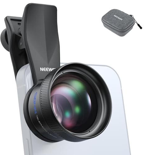 NEEWER 58mm Telephoto Lens with 17mm Threaded Phone Camera Lens Clip, 6 Elements in 5 Groups 2X Magnification Compatible with iPhone Android Samsung for Portrait Photography, LS-71