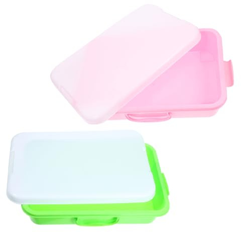 Toddmomy 2 Piezas Caja Apilable para Arena Infantil con Tapa y Asa Portátil Bandeja Sensorial para Juguetes de Arena y Manualidades Diseño Compacto para Interior y Exterior