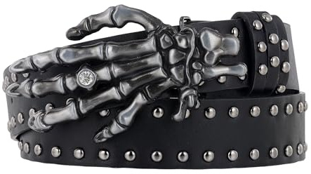 Manfnee Nietengürtel Metall Punk Rock Nietengürtel für Männer Frauen Ledergürtel für Jeans Hosen