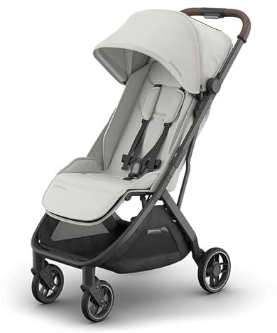 UPPAbaby MINU V3 Lightweight Travel Stroller |Savannah | One-Hand Fold & Recline |Overhead Friendly Baby Pram | Includes Rain Cover & Carry Strap | Baby Stroller Up to 22kg | 9kg Storage Basket