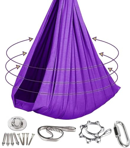 Indoor-Hängematte, ultraleichte tragbare Schaukel Outdoor, geeignet für Schlafzimmer, Balkone, Innenhöfe oder Camping, komplett mit allem，Lightweight and Easy to Install(Lila)