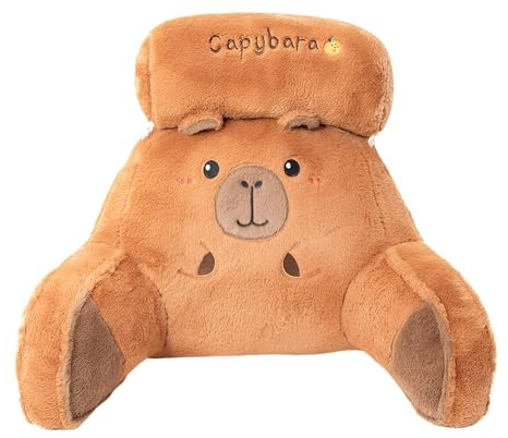 Generisch Capybara Lesekissen - Capybara Plüsch Lesekissen | Tier Plüsch Rückenstützkissen | Rückenlehnen Stützkissen | Weiche Bettlagerungskissen Zum Schlafen, Arbeiten, Lernen