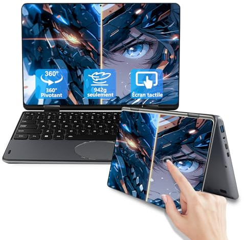 LONGEVINCE Ordinateur Portable Convertible 2-en-1 À Écran Tactile De 11 Pouces, Celeron N100, Win 11,16 Go DDR4, 1920 * 1200 IPS, Clavier Rétroéclairé, Pavé Tactile Ovale (Gris, 16+512G SSD)