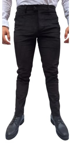 MELONI Pantalone sardo in Velluto Liscio, Vellutino Uomo, Slim Fit, Nero, Gamba Stretta (IT, Numero, 52, Regular, Regular, Nero)