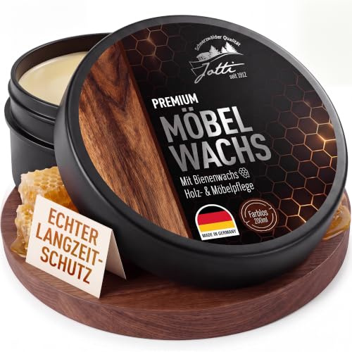 Jotti Premium Möbelwachs Farblos 200ml mit Bienenwachs | Holzpflege & Schutz für Holzmöbel, Tische, Schränke, Türen & Antikmöbel – Holzwachs Made in Germany seit 1912