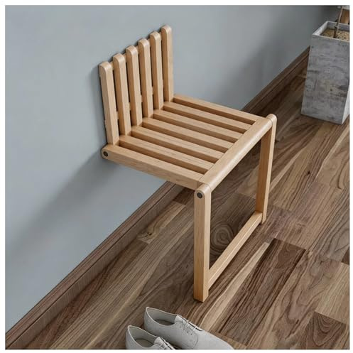 NQNFWCRJ Ultraflacher 4cm Dünner Wand Klappstuhl Unsichtbarer Klapphocker Aus Massivholz für Den Hausgebrauch mit Um 90° Klappbarem Fußgestell Belastbarkeit 150kg Breiter Sitz