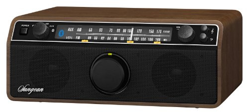 Sangean WR-12BT Am/FM/Bluetooth/AUX Receptor de gabinete de Madera analógico (Nogal Oscuro)