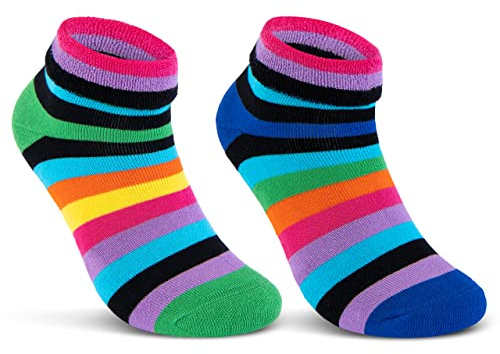 sockenkauf24 2 | 4 | 6 Paar Damen THERMO Socken Innenfrottee warme Wintersocken Umschlagsocken Bunte Ringel