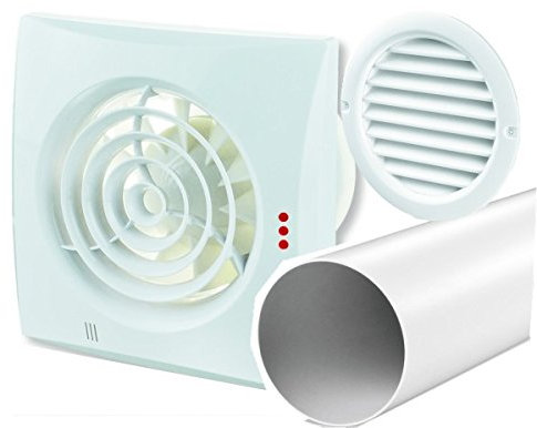 SKS24 Abluftventilator quiet 100mm mit Timer – Geräuscharmer Badlüfter für Wand- und Deckenmontage