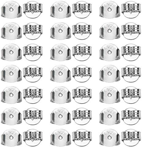 TOAOB 20pcs Earring Backs 925 Silver Style Safety Backs Scrolls Earring Stoppers Universal Size for Stud Earrings Replacement Locking Earring Making