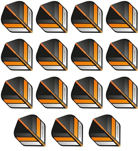 RED DRAGON Hardcore XT Schwarz and Orange Stripe Extra Dicke Standard Dart Flights - 5 Sätze pro Packung (15 Dart Flights insgesamt)