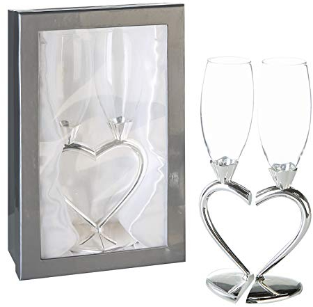 Casablanca Sektgläser Geschenkset Love - 2 ausgefallene Sektgläser Herz im hochwertigen Geschenkkarton – Sektglas Deko Tischdeko Hochzeit