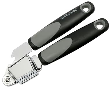 Wiltshire Classic Garlic Press, Stainless Steel, Garlic Crusher, Garlic Mincer, Anti-Slip Soft Touch Handle, 23x7x3cm, Black Grey & Silver