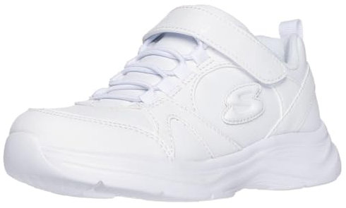 Skechers Girl's Glimmer Kicks - School Struts Sneaker Sneaker, White, 13 Little Kid