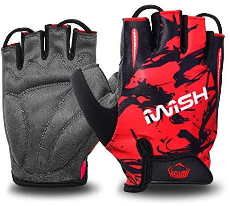 iwish Gants de cyclisme pour enfants - Pour garçons et filles de 4 à 9 ans - Rouge