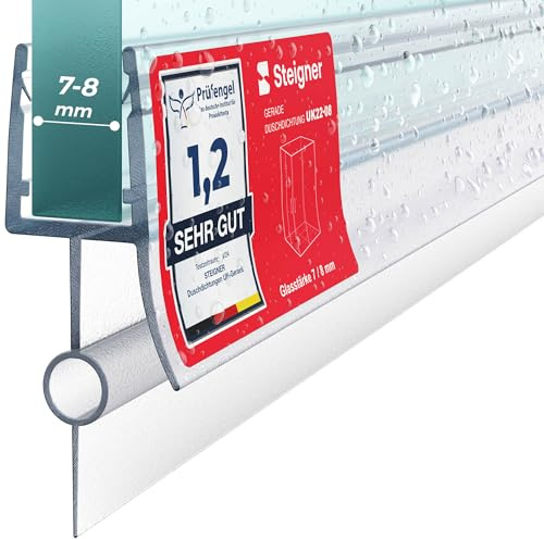STEIGNER Joint porte de douche UK22 87 cm (1 pc.) transparent - Joint vertical pour douche à accès d'angle ou pentagonale avec porte 7-8 mm - Finition esthétique, Installation facile, Design discret